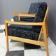 Black velvet-like fabric chairs in beech frame 1960s