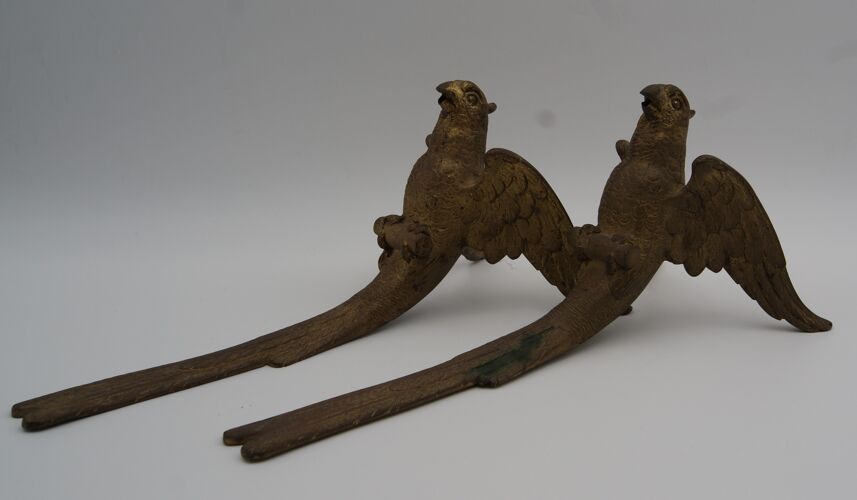 Ornements frontons bronze oiseaux ancien