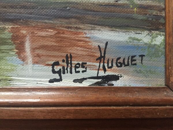 Huile sur toile ''pont sur la rivière