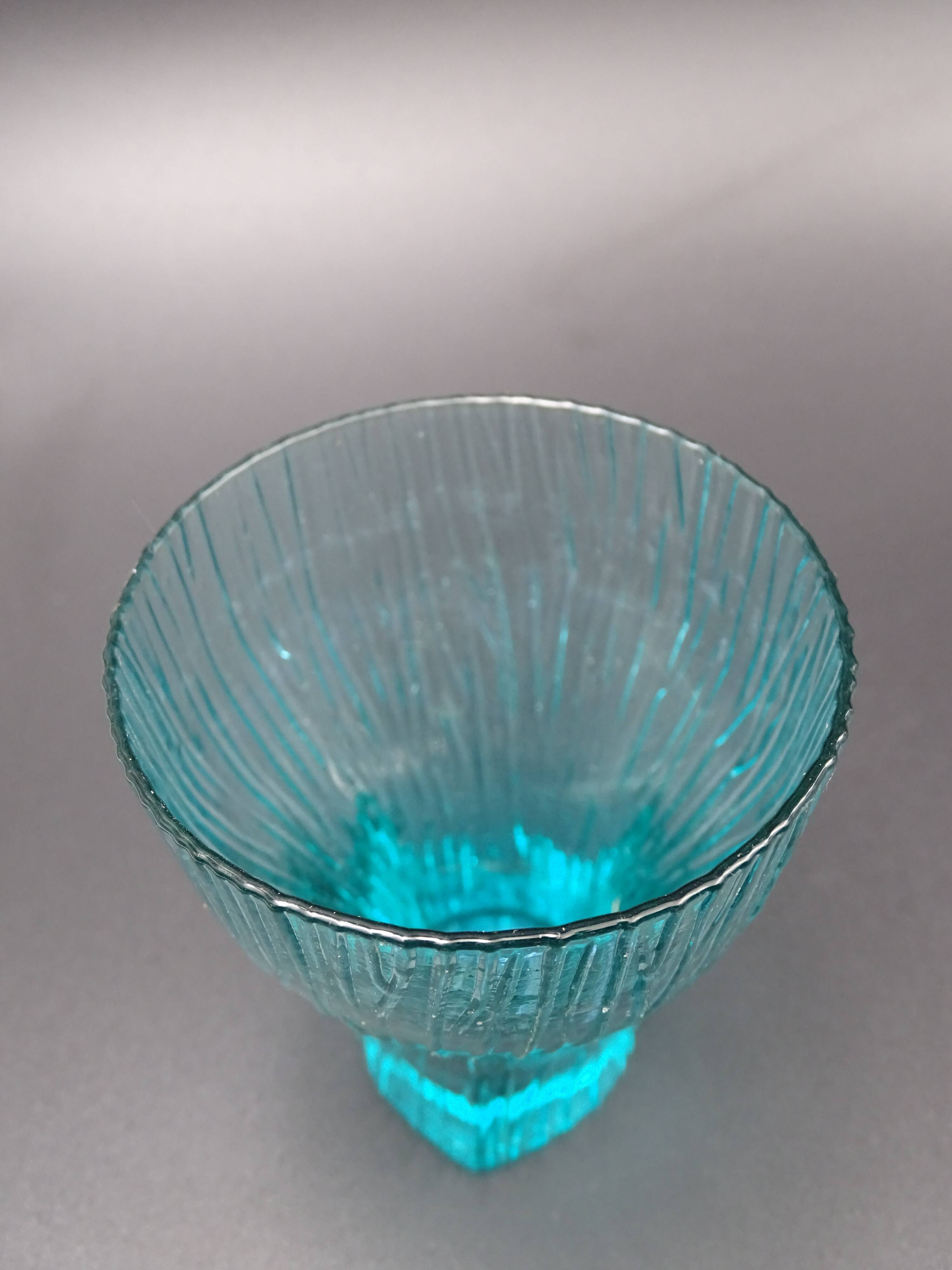 Set of 6 turquoise glass water glasses around 1975