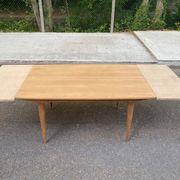 Scandinavian design extendable dining table stripped in raw teak 1960