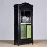 Large French ebonised mirror cabinet, circa 1850