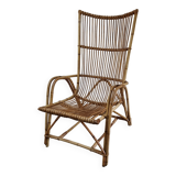 Large vintage rattan armchair