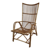Grand fauteuil rotin vintage