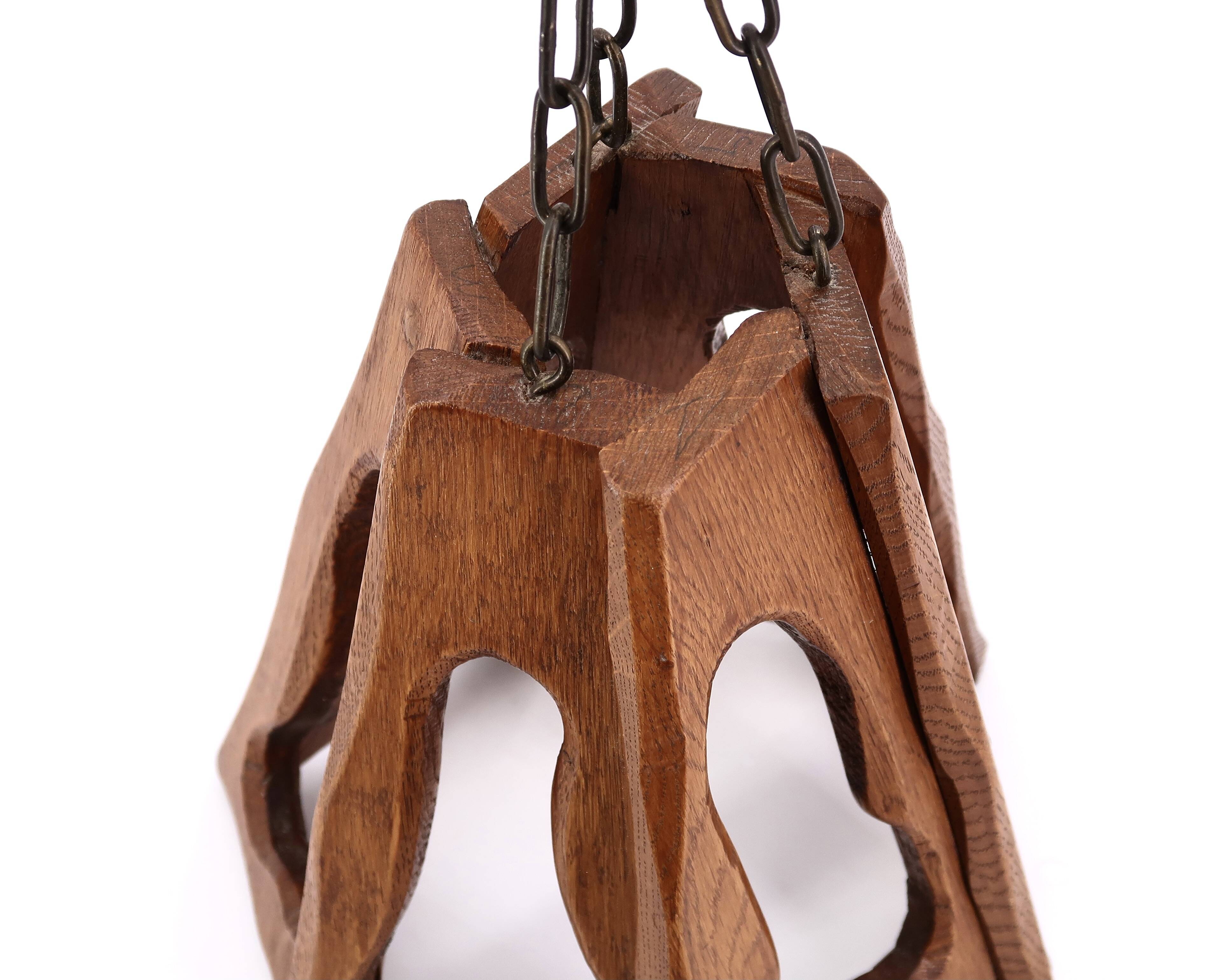 Asymmetrical wooden pendant light, 70s