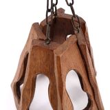 Asymmetrical wooden pendant light, 70s