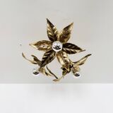 Large Floral Hollywood Regency Flush Lamp by Willy Daro for Massive
