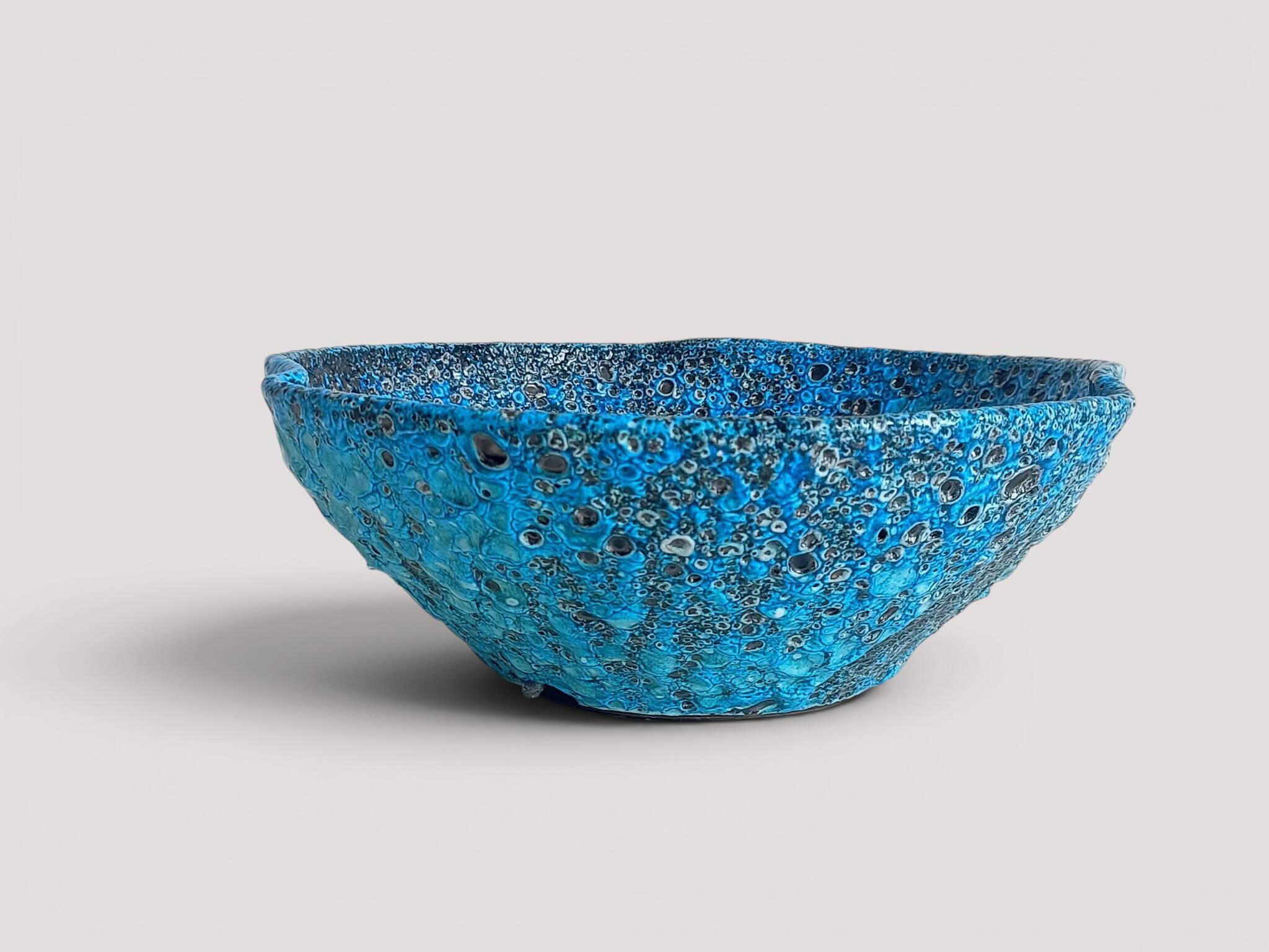 Turquoise ceramic fruit bowl by Charles Cart Vallauris, circa the 1960s.