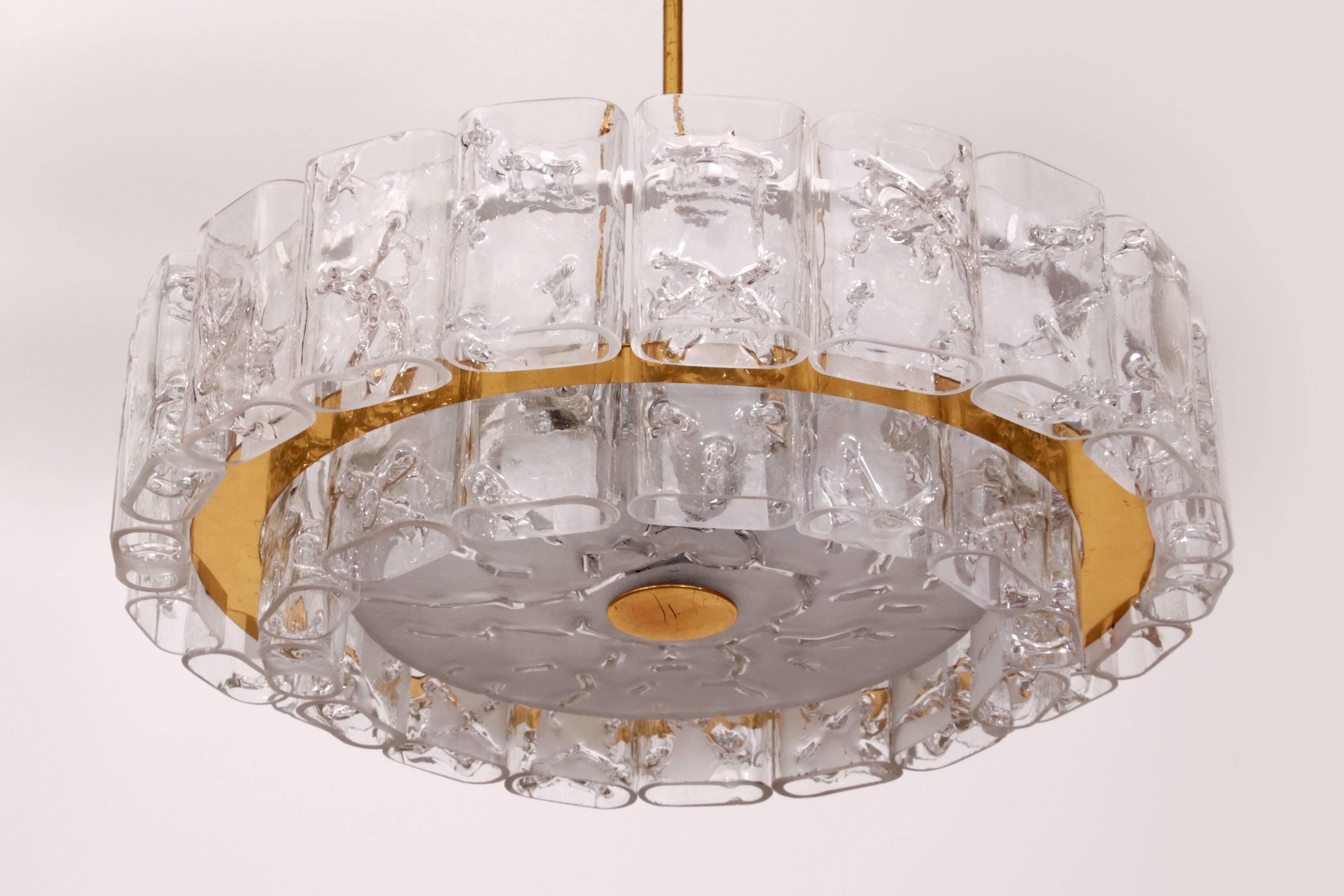 "Pair of Doria Leuchten Mid-Century Brass & Crystal Chandeliers, 1960s"