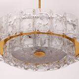 "Pair of Doria Leuchten Mid-Century Brass & Crystal Chandeliers, 1960s"