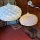 Pair of vintage white plastic pendant lights