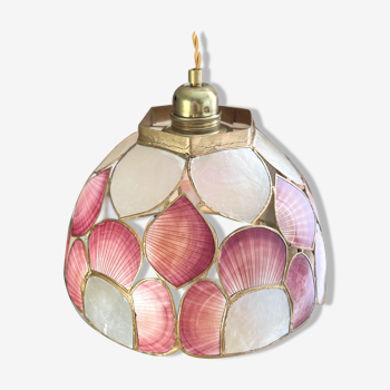 Mother-of-pearl and vintage brass pendant lamp