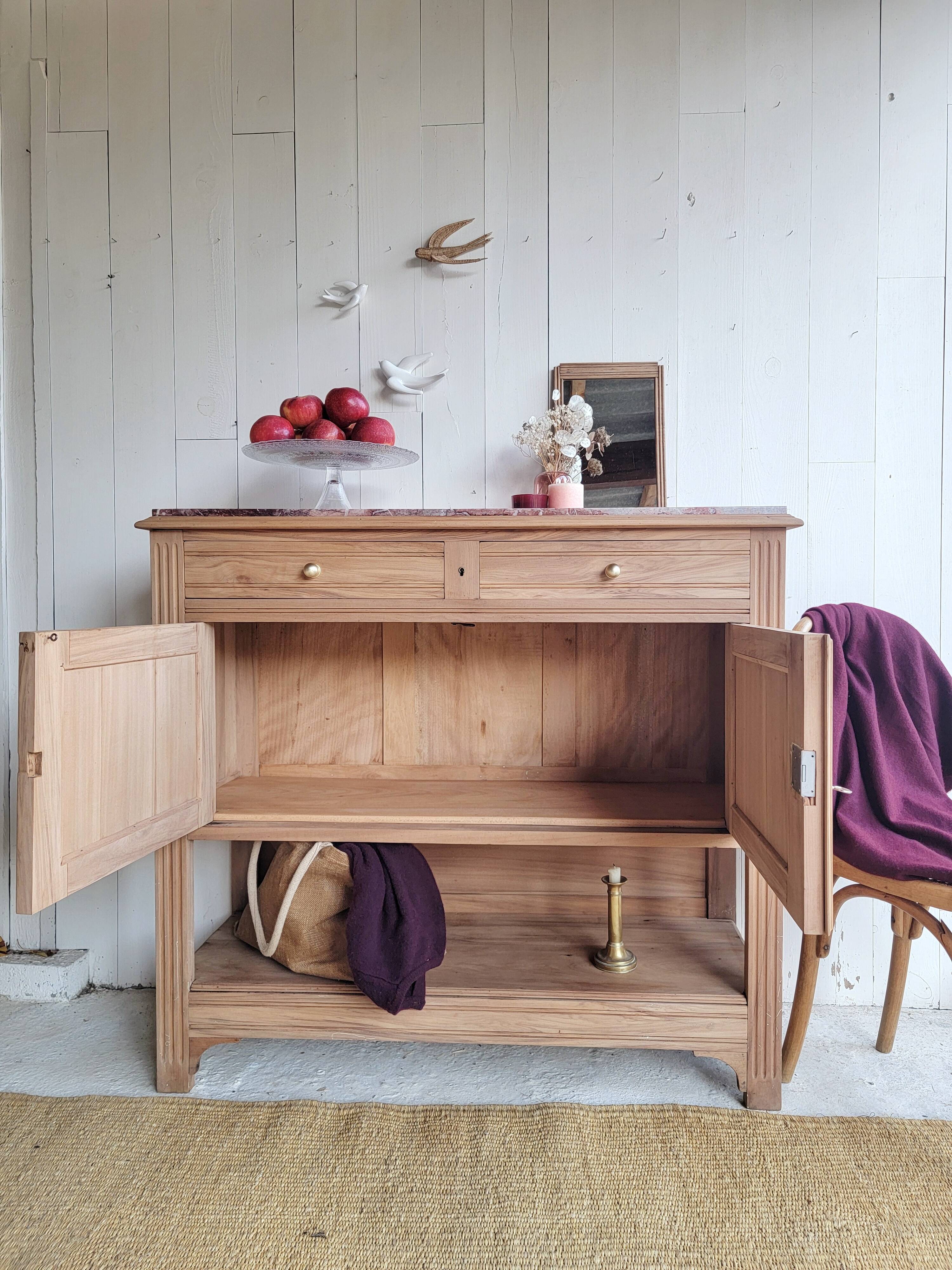 Antique wooden and marble buffet console