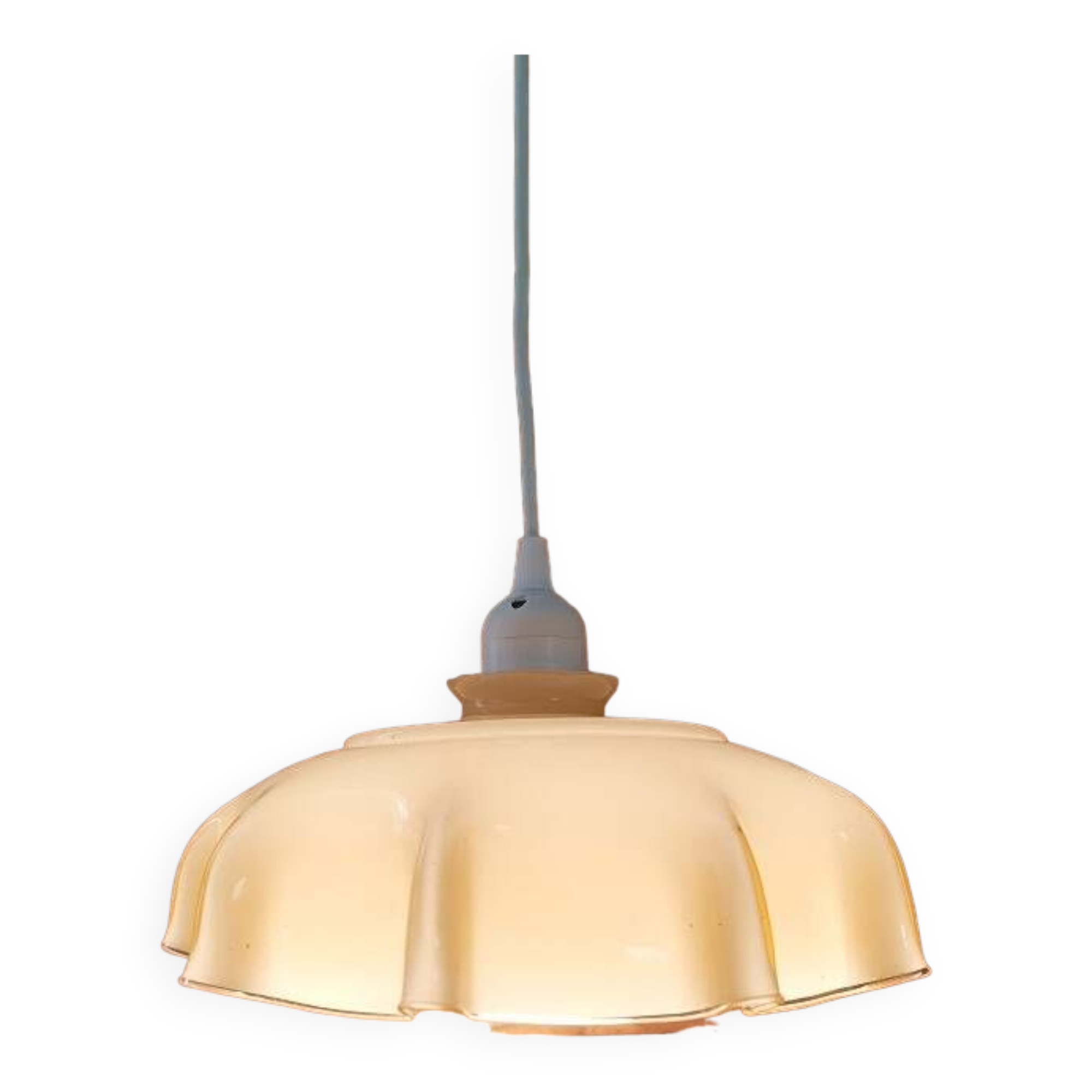 Suspension abat jour corole verre orangé dentelle dpc 082320