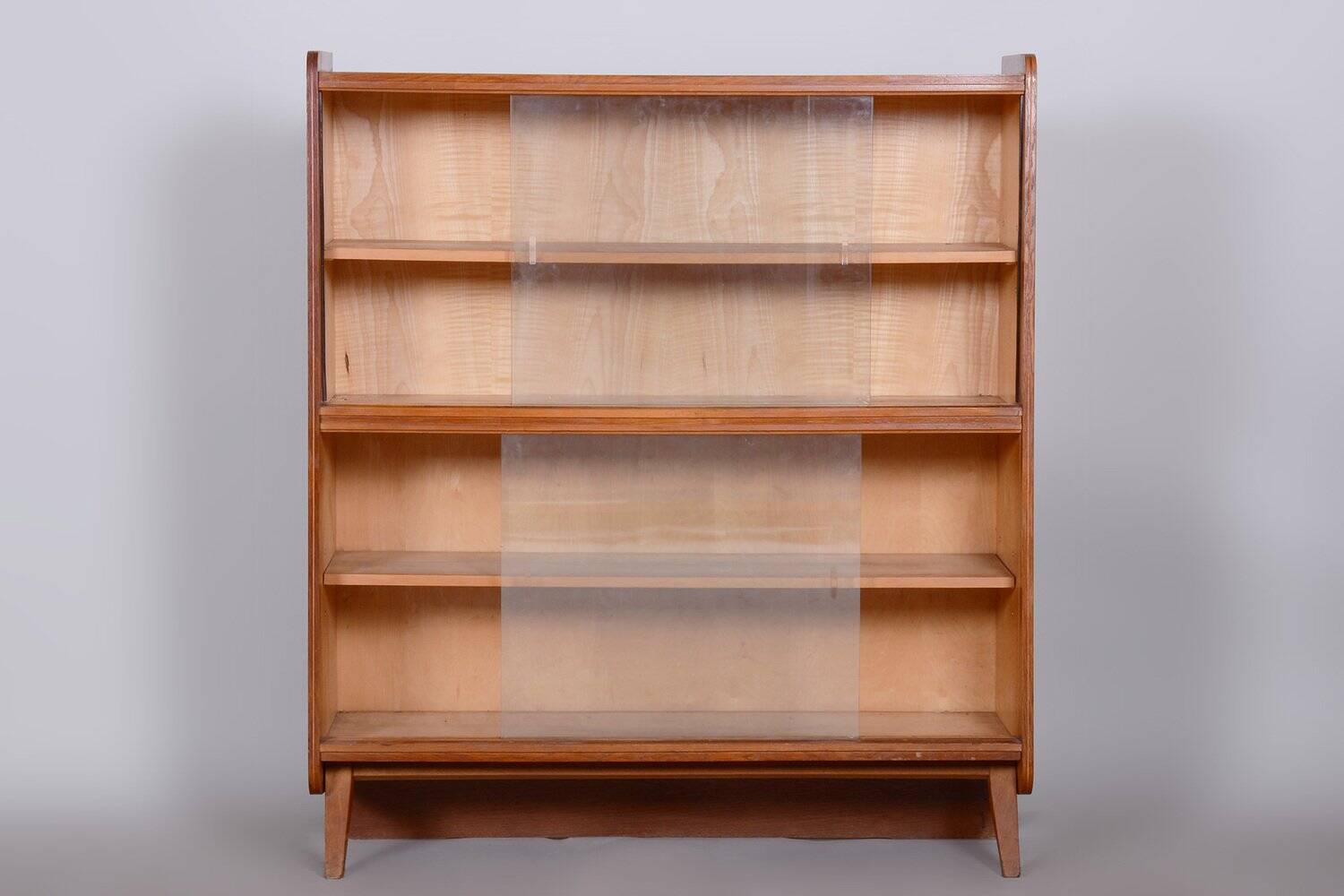 Mid-Century Bookcase in Oak with Glass Doors, 1950s