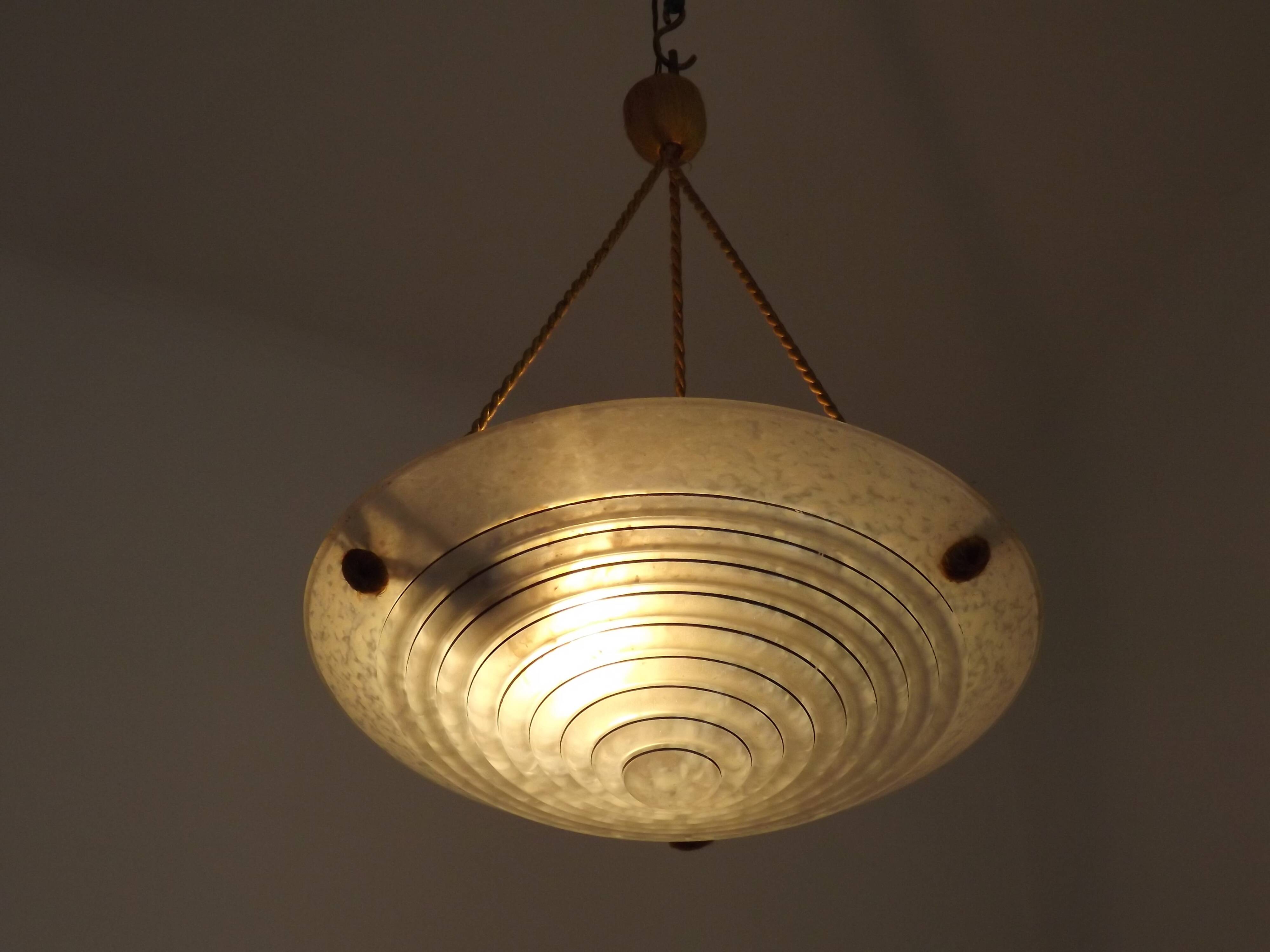 French Vintage Art Deco Style Hanging Ceiling Light – Clichy Glass Shade