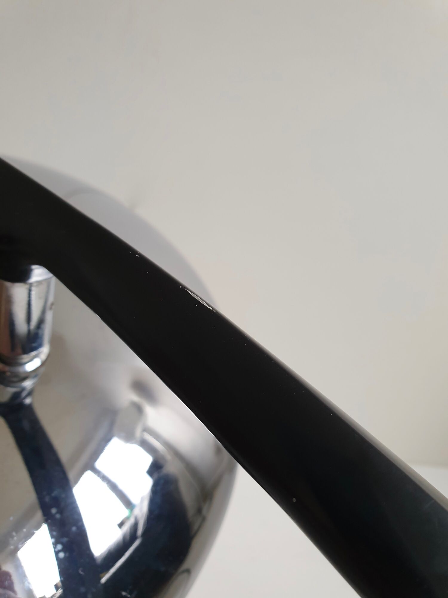 Mid century black and chrome 'Boomerang' lamp from Fase, Madrid, c.1960