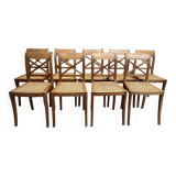 Suite de 9 chaises en cannage de style Empire - Consulat