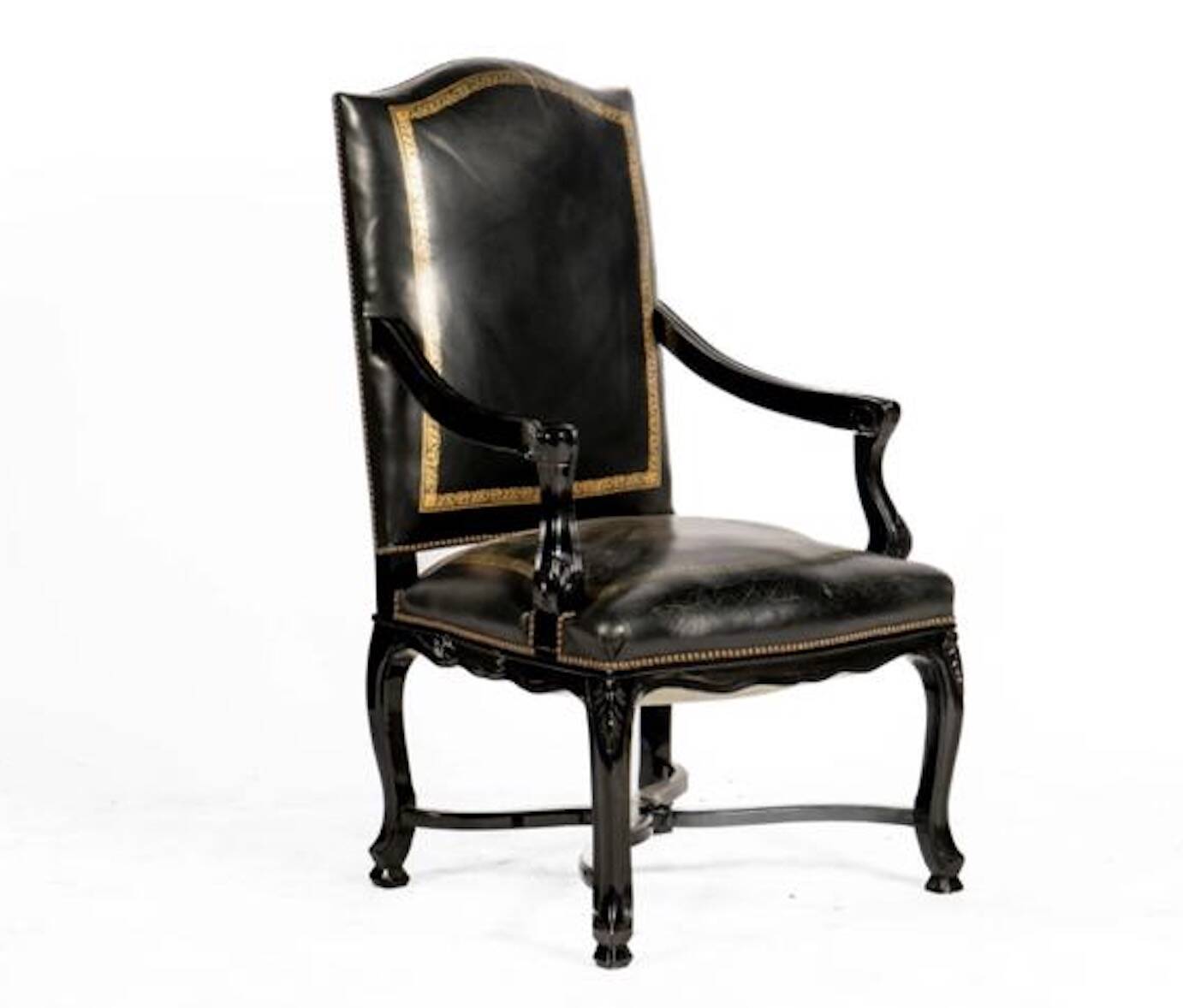 Lacquered and carved moulded wooden armchair