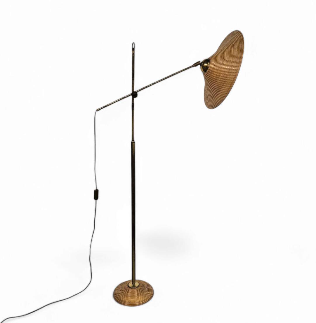 Pencil reed / split reed / floor lamp 1960s / fishing rod lamp