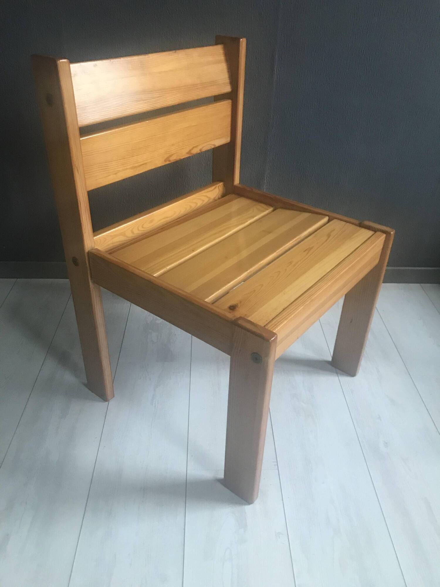 6 chaises de salle à manger en pin, Suède années 70