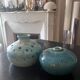 Two blue ceramic vases