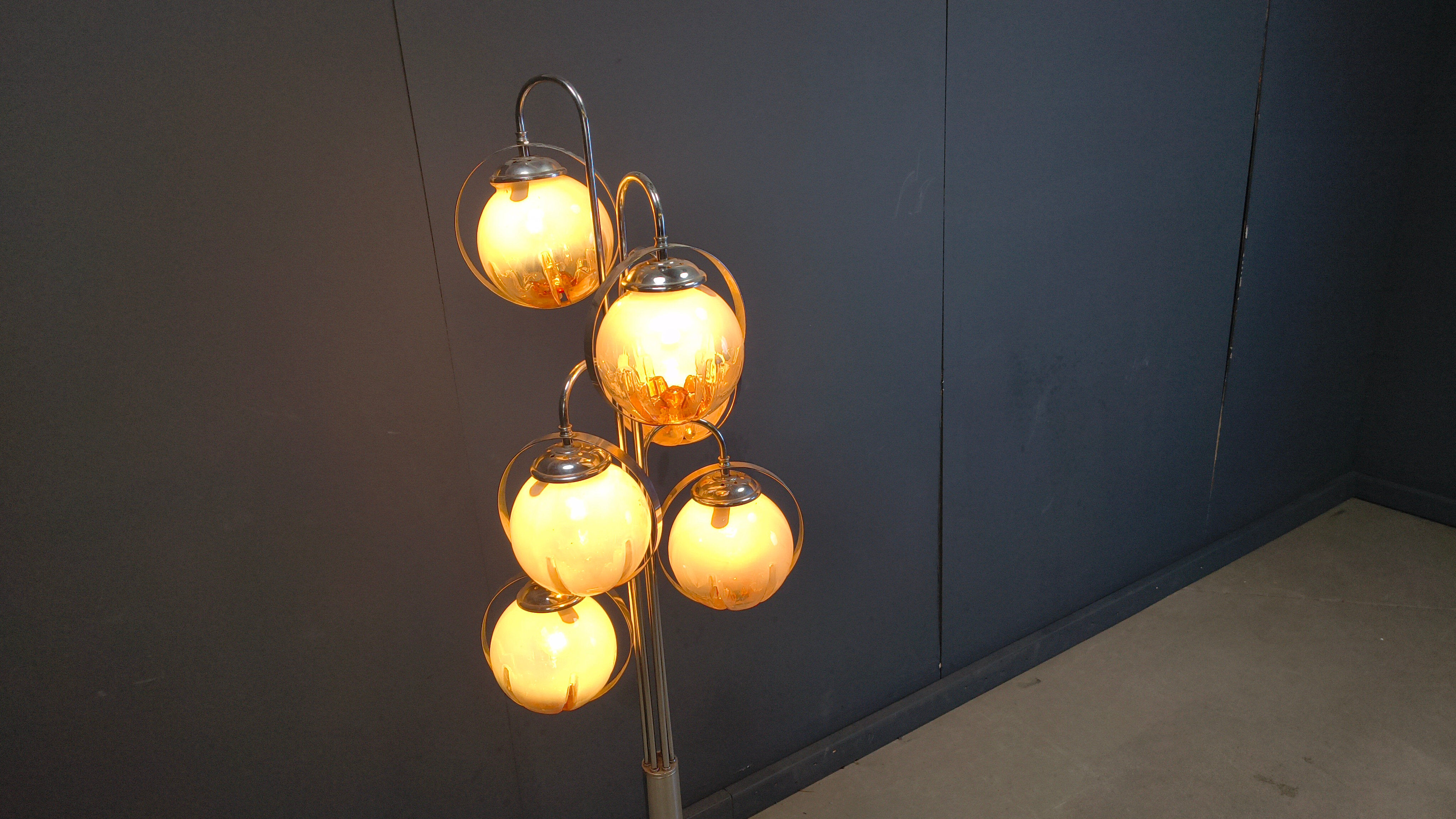Vintage Murano glass floor lamp by Mazzega, 1970s