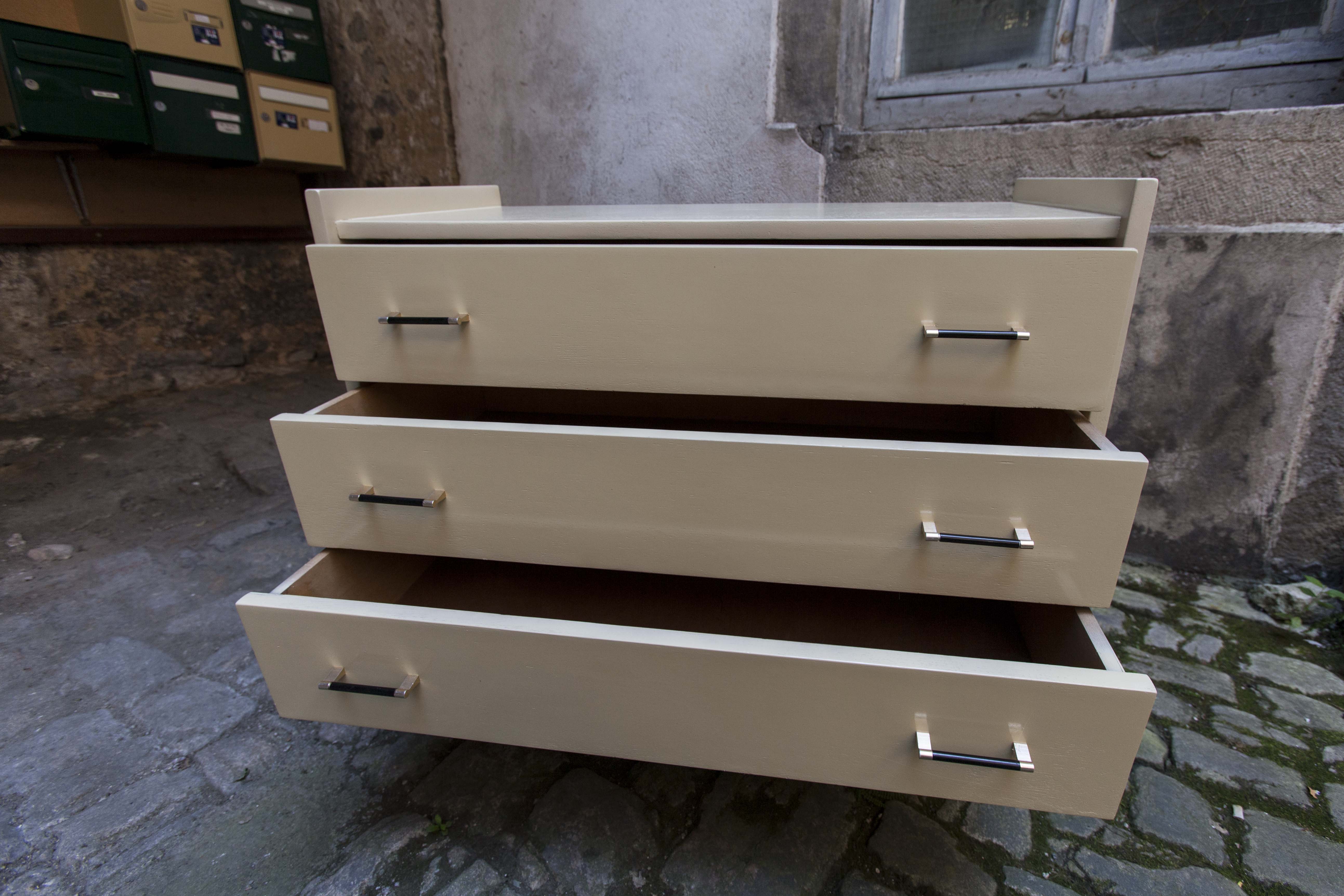 Chest of drawers 50s relooked ivory