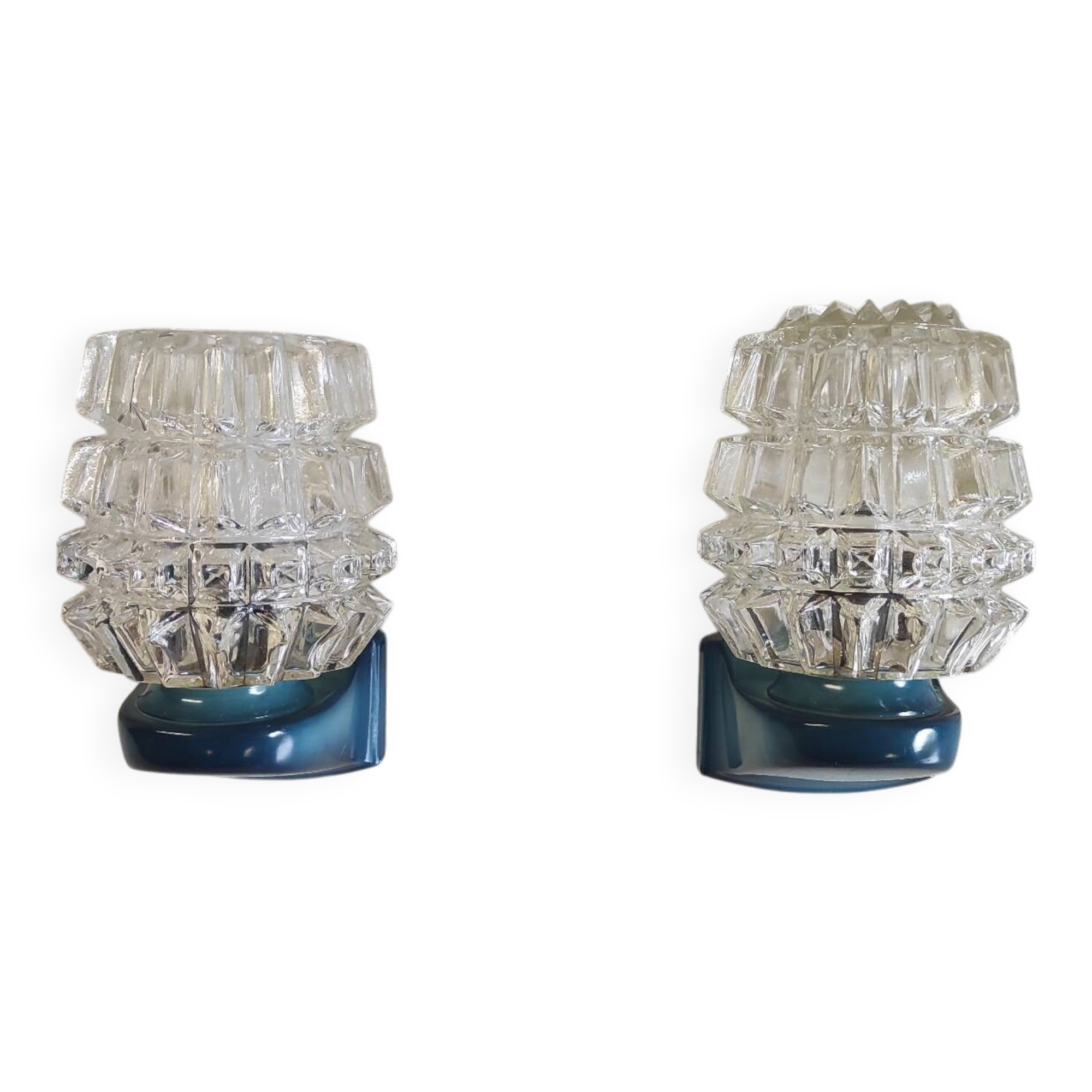 Blue glass and plastic wall lights - 1970s