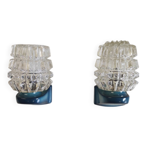 Appliques en verre et - bleu