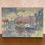 Oil on canvas Marine