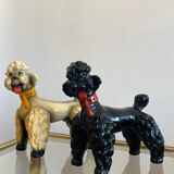 Pair of glazed ceramic poodles, 1960s
