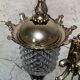 Set of lantern chandelier and double wall light — baroque style, silver metal