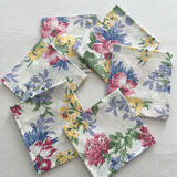6 serviettes de table à fleurs en coton vintage