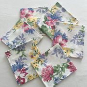 6 serviettes de table à fleurs en coton vintage