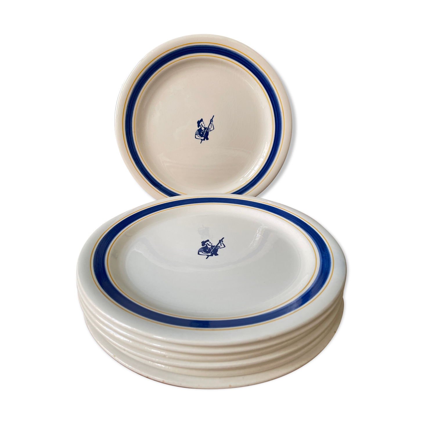 Set of 7 advertising plates Biscuits Gondolo, Gien France
