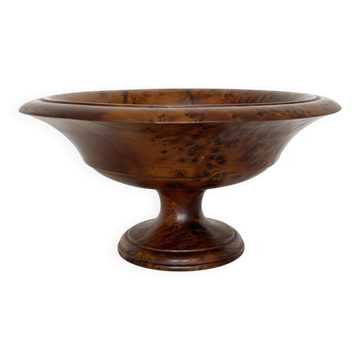 Coupe à fruits sur piédouche en bois tourné – Loupe de bois