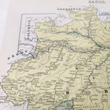 Old map of South America Brazil Bolivia Paraguay 43x43cm from 1950