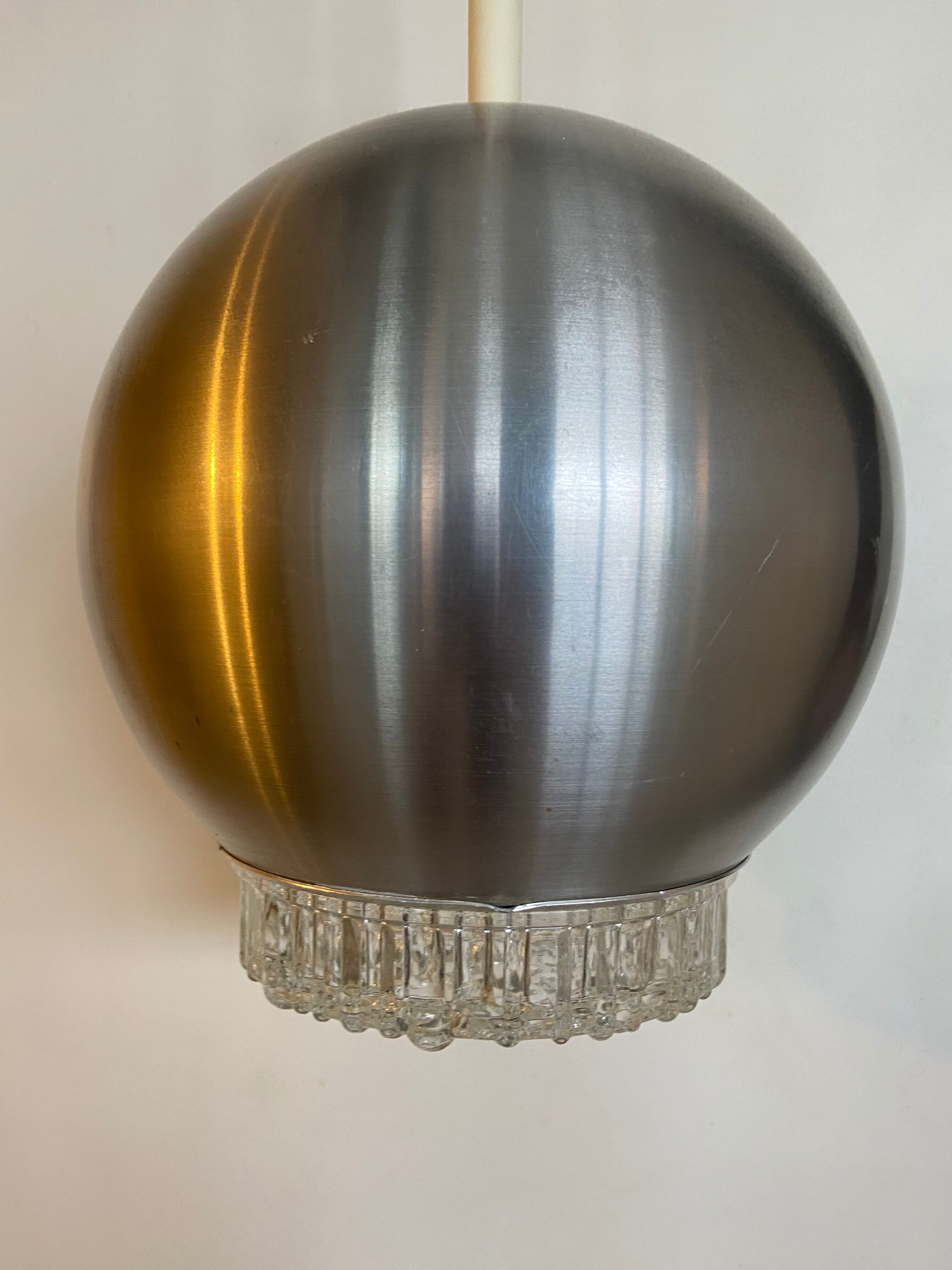 Aluminium and glass hanging lamp