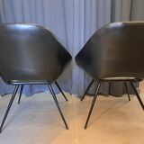 Pair of armchairs in skaï and black steel