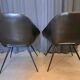 Pair of armchairs in skaï and black steel