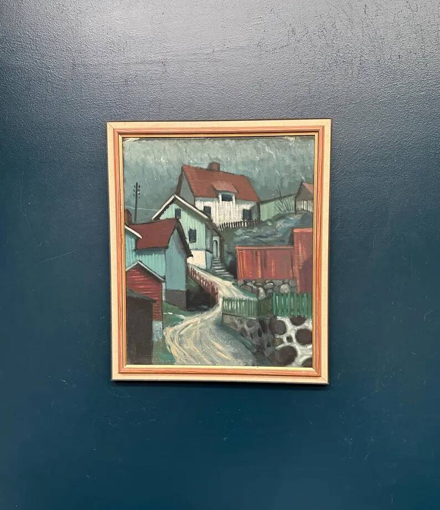 Original Swedish Oil on Canvas – “Stryket, Nordingrå” – Signed – Dated 1959 – Vintage & Framed – 52 × 44 cm (20.5" × 17.3")