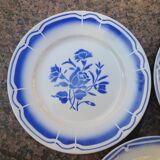 6 old blue flat plates mismatched