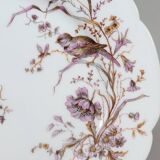 6 Superbes Assiettes Anciennes XIXème En Porcelaine Blanche Décor Oiseaux