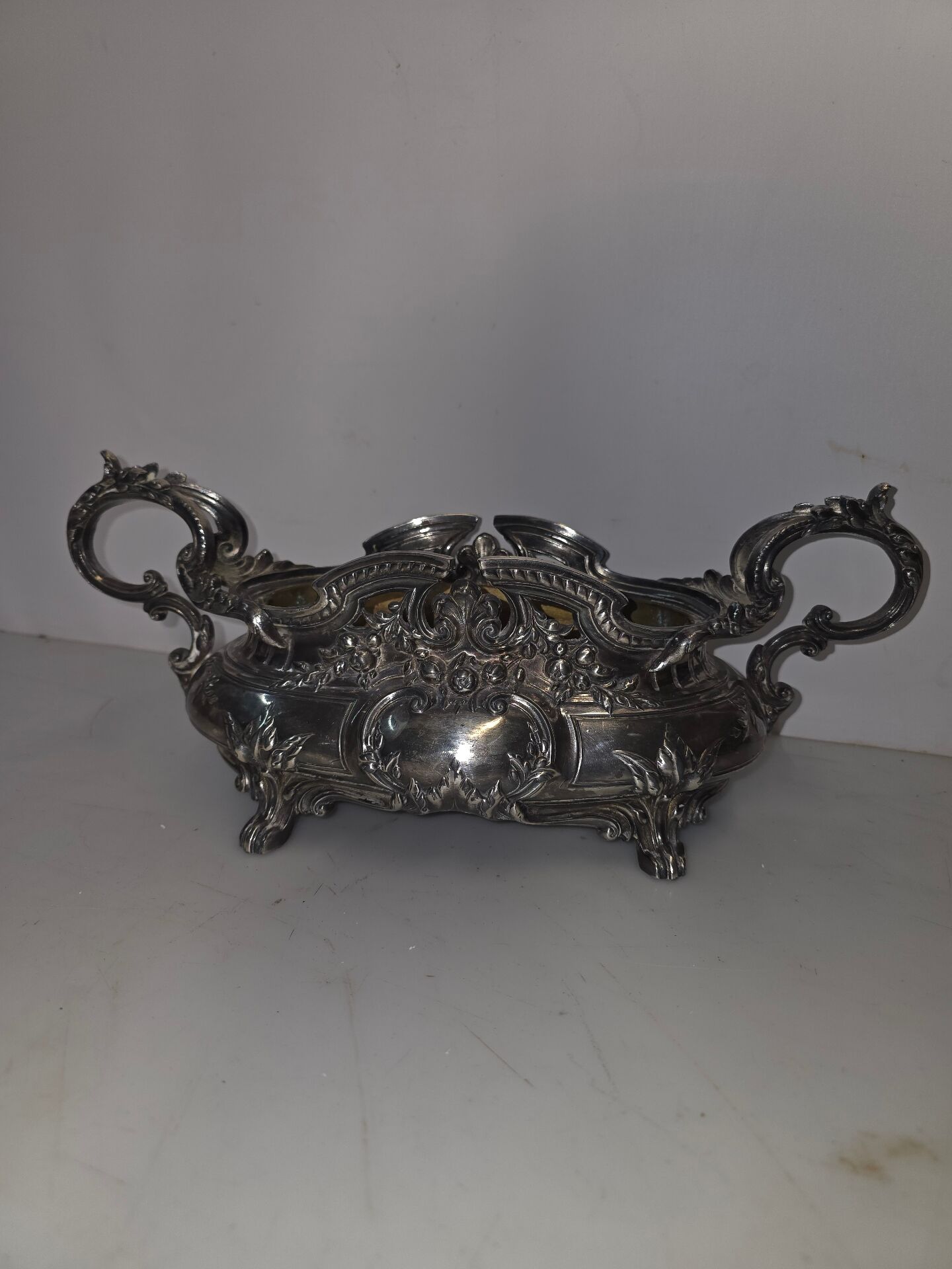 Silver-plated jardinière centrepiece in Louis XV style