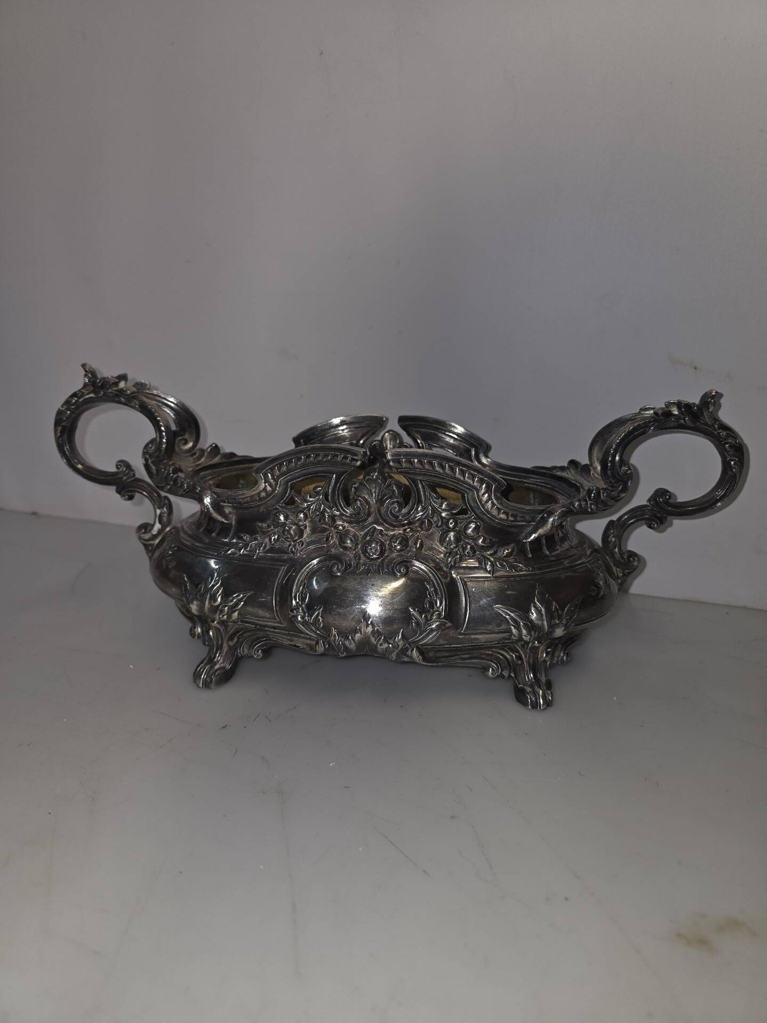 Silver-plated jardinière centrepiece in Louis XV style