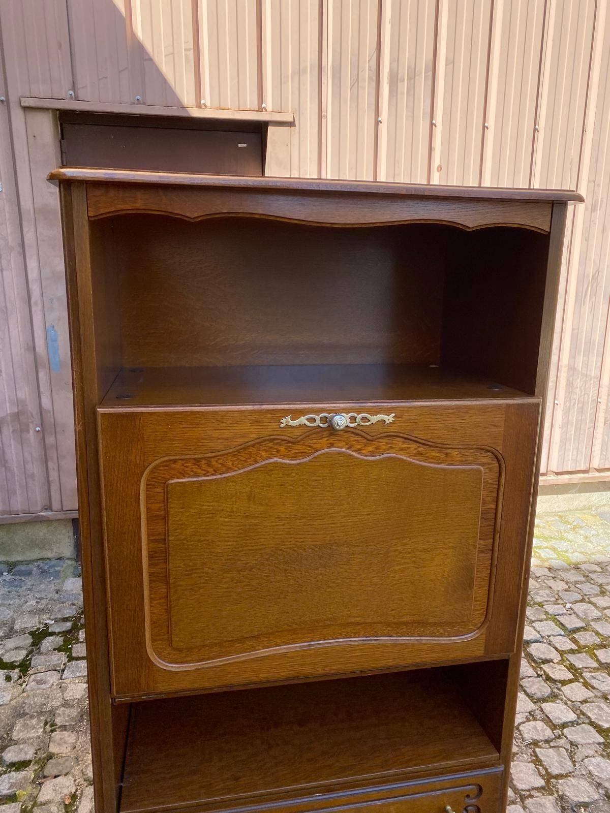 Louis XV Art Nouveau secretary, solid wood, medium satin oak