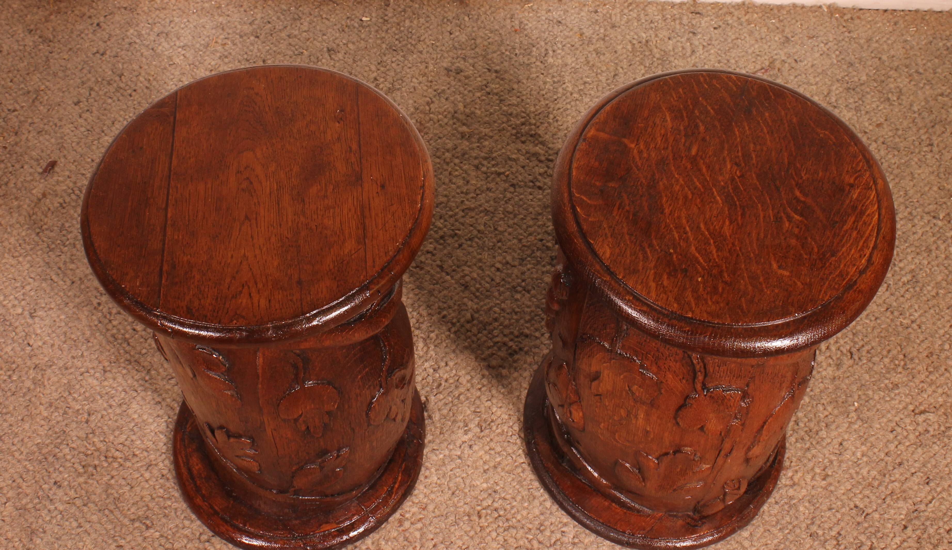 pair of 17th century oak bedside tables or sofa ends