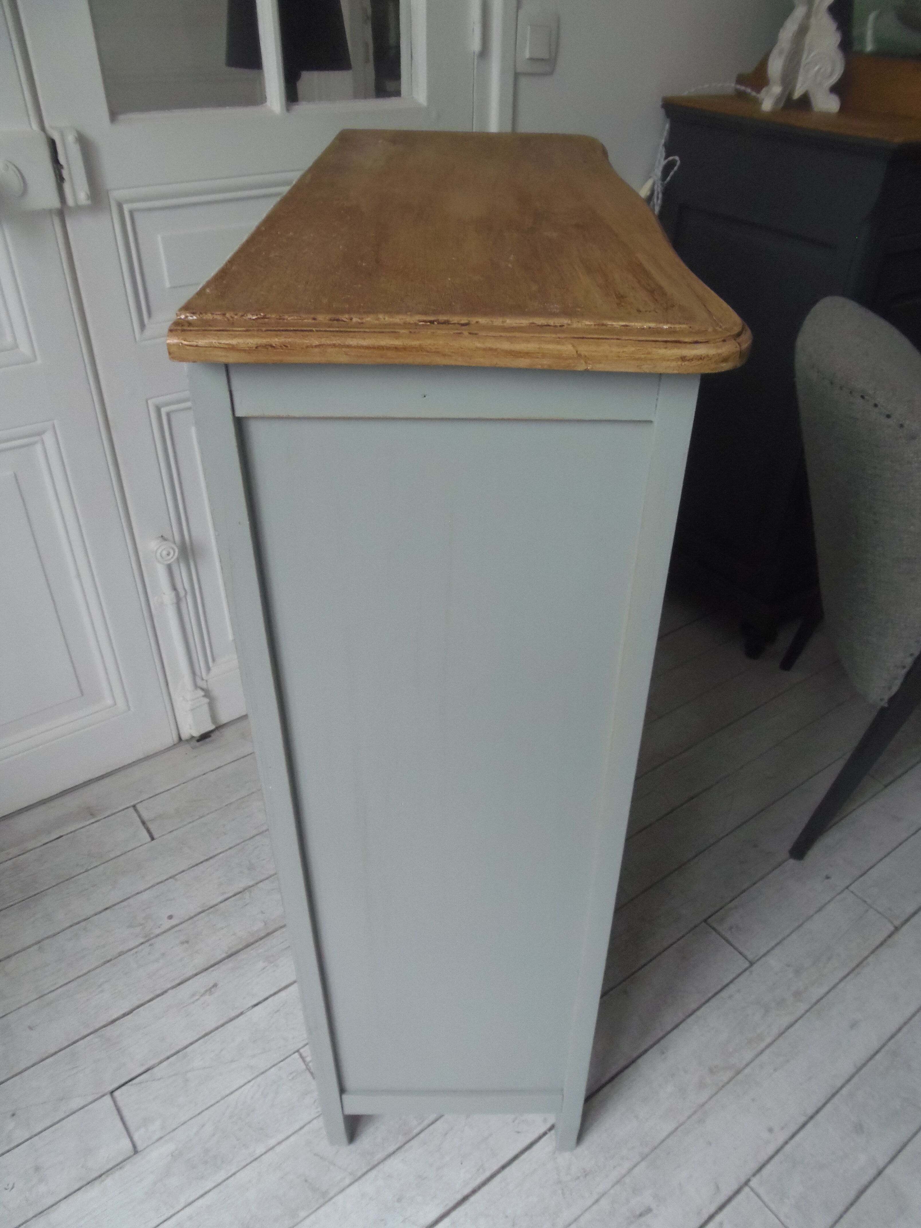 Small vintage library patinated green of grey wood tray