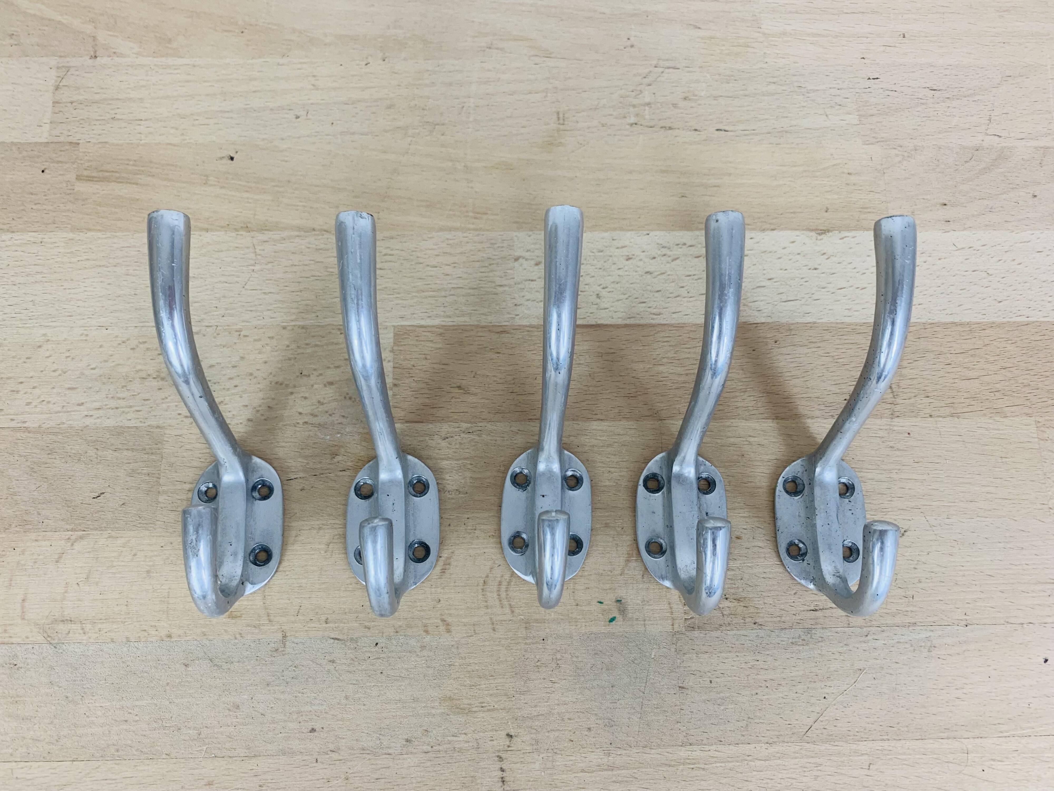 5 vintage aluminum hooks
